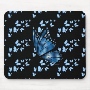 Ästhetische dunkelblaue Schmetterling-Schreibtisch Mousepad