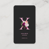 Ästhetische Eleganmonogramm X Schwarz Rosa Bläsche Visitenkarte (Vorderseite)
