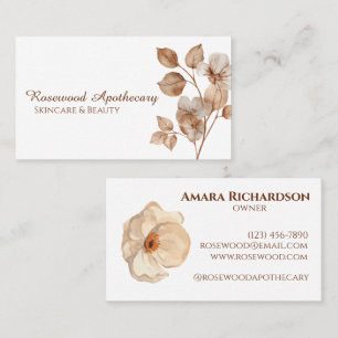Ästhetische Elegant floral Soft Beige Beruflich Visitenkarte
