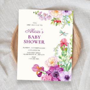 Ästhetische elegante florale Kunst-Baby-Party Einladung
