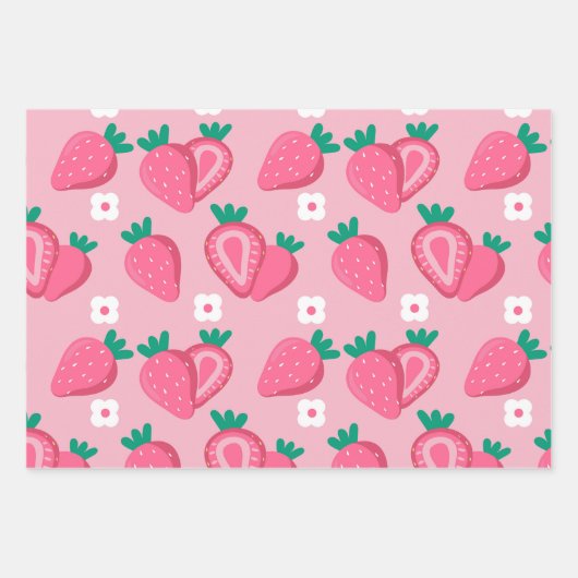 Ästhetische Erdbeere Fruchtpink Geschenkpapier Set (Vorderseite)