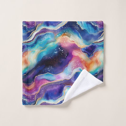 Ästhetische, farbige Regenbogen-Age-Glitzer-Textur Badhandtuch Set (Waschlappen)