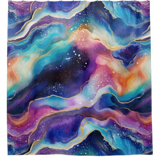 Ästhetische, farbige Regenbogen-Age-Glitzer-Textur Duschvorhang (Vorderseite)