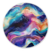 Ästhetische, farbige Regenbogen-Age-Glitzer-Textur Keramikknauf (Vorderseite)