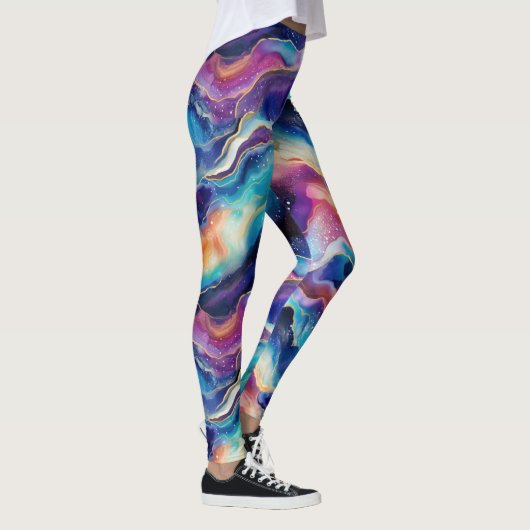 Ästhetische, farbige Regenbogen-Age-Glitzer-Textur Leggings (Rechts)