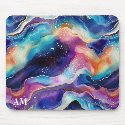 Ästhetische, farbige Regenbogen-Age-Glitzer-Textur Mousepad (Vorne)