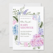 Ästhetische Florale Hortensien-Baby-Party Einladung (Vorderseite)