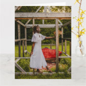 ästhetische Frauenportrait gefaltete Grußkarte Karte (Gelbe Blume)