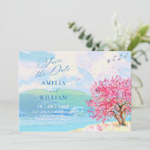 Ästhetische Frühlings-Aquarell-Hochzeit Save The Date (Stehend Vorderseite)