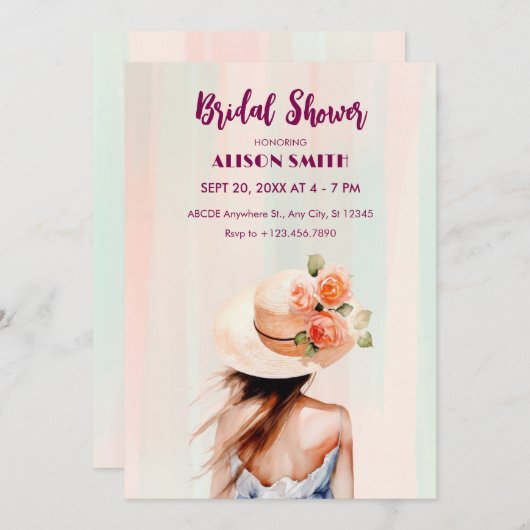 Ästhetische Frühlingsfrau Blume Brautparty Einladung (Vorne/Hinten)