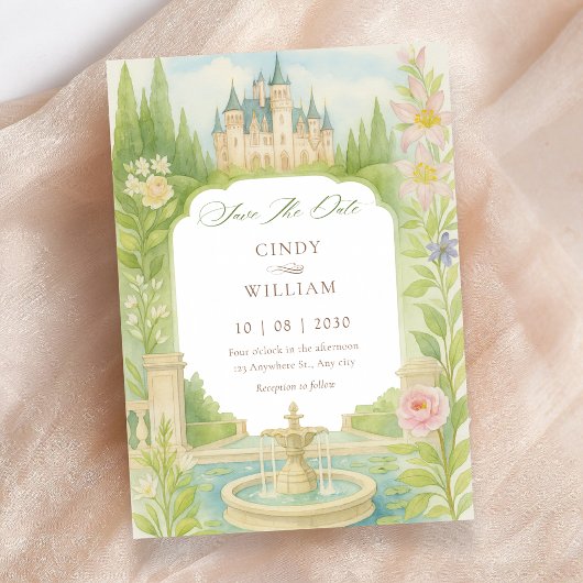 Ästhetische Garten Schloss Hochzeit Save The Date