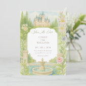 Ästhetische Garten Schloss Hochzeit Save The Date (Stehend Vorderseite)