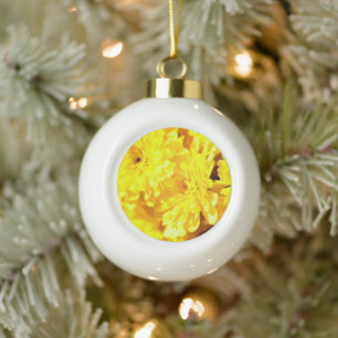 Ästhetische gelbe Chrysanthemen-Blume Keramik Kugel-Ornament