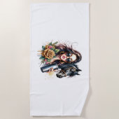 Ästhetische Girl Horl Glitzer Rose Strandtuch (Vorderseite)