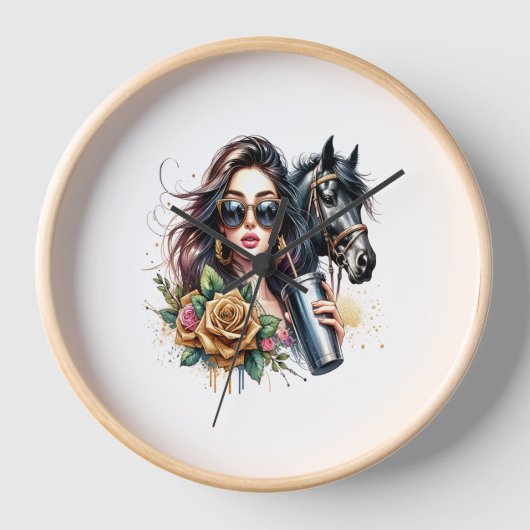 Ästhetische Girl Horl Glitzer Rose Uhr (Vorderseite)