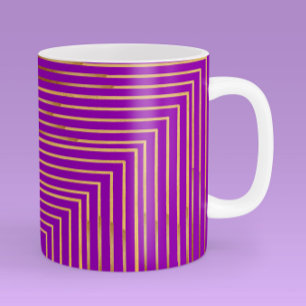 Ästhetische Gold Abstrakte Linien auf lila Kaffeetasse