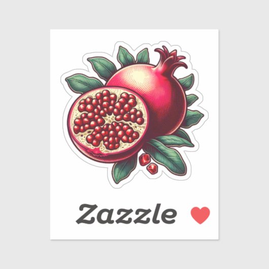 Ästhetische Granatapfelarbeit Aufkleber (Blatt)