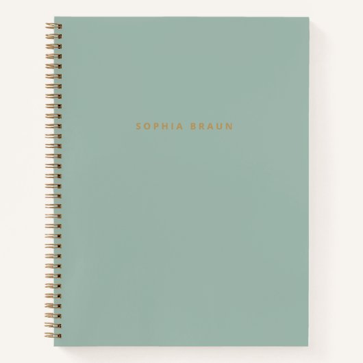 Ästhetische Größe Grün & Gold Moderner Name Notizblock (Vorderseite)