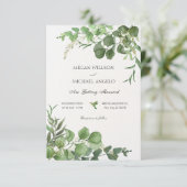 Ästhetische Grüne Blätter Pflanze Hochzeit Einladung (Stehend Vorderseite)