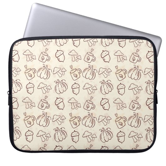 Ästhetische Herbst-Doodle-Muster-Laptoptasche Laptopschutzhülle (Vorderseite)