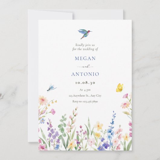 Ästhetische Hochzeit wild lebender Blume Save The Date (Vorderseite)