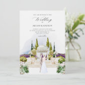 Ästhetische Hochzeitsgarten Aquarell Einladung (Stehend Vorderseite)