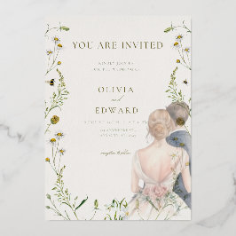 Ästhetische Hochzeitskarte Folieneinladung