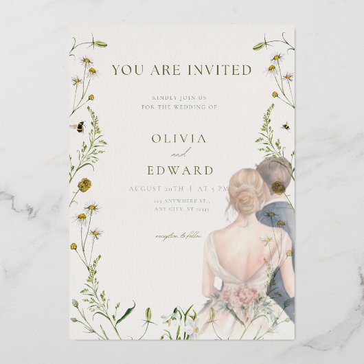 Ästhetische Hochzeitskarte Folieneinladung (Vorderseite)