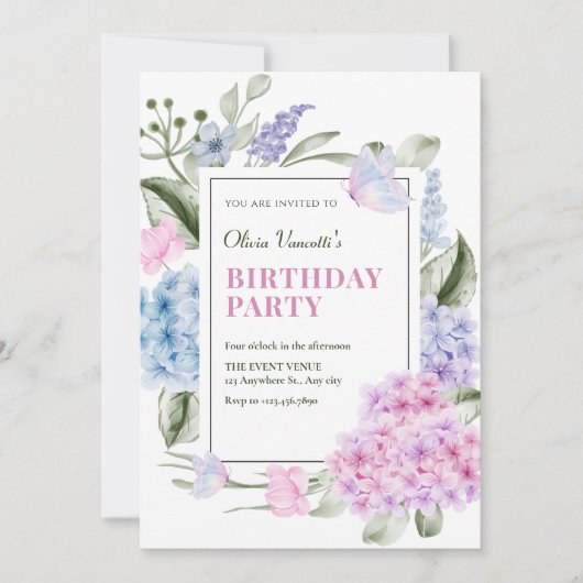 Ästhetische Hydrangea Einladung (Vorderseite)