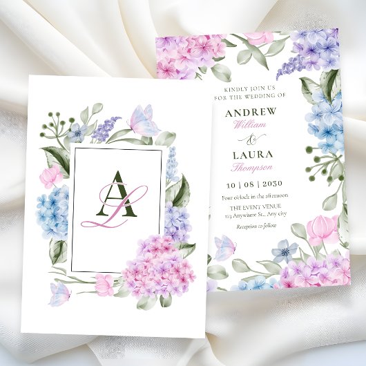 Ästhetische Hydrangea Hochzeit Einladung