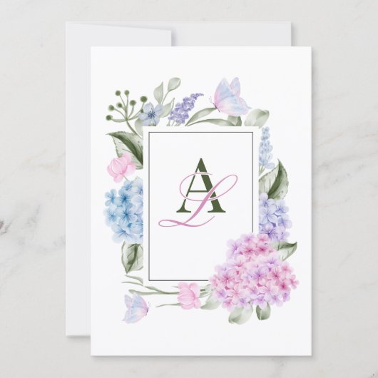 Ästhetische Hydrangea Hochzeit Einladung (Vorderseite)