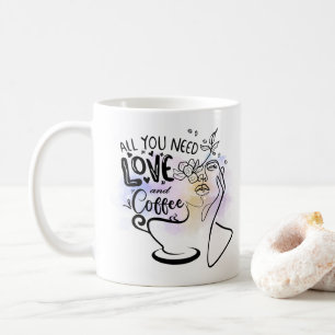 Ästhetische Illustrationen, Mädchenkaffee Kaffeetasse