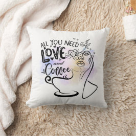 Ästhetische Illustrationen, Mädchenkaffee Kissen