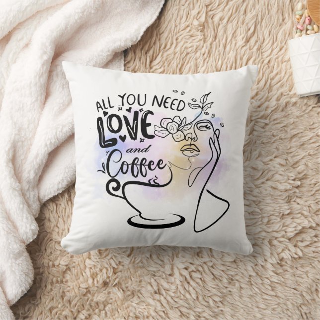 Ästhetische Illustrationen, Mädchenkaffee Kissen (Decke)