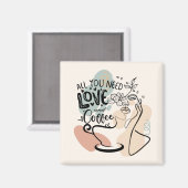 Ästhetische Illustrationen, Mädchenkaffee Magnet (Vorderseite/Rückseite)