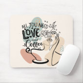 Ästhetische Illustrationen, Mädchenkaffee Mousepad (Mit Mouse)