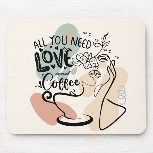 Ästhetische Illustrationen, Mädchenkaffee Mousepad (Vorne)