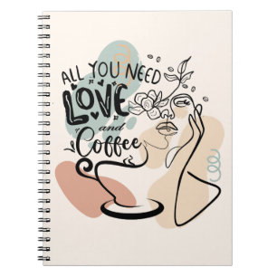 Ästhetische Illustrationen, Mädchenkaffee Notizblock