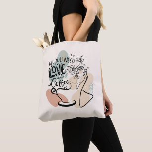 Ästhetische Illustrationen, Mädchenkaffee Tasche