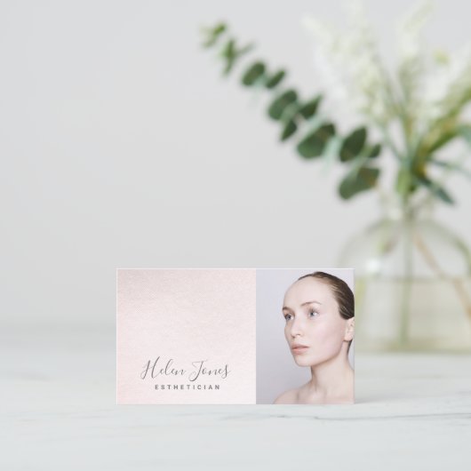 Ästhetische Imitate rosa Ledertextur Visitenkarte (Stehend Vorderseite)