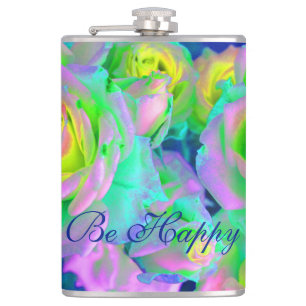 Ästhetische Iridescent Pearly Rose sind glücklich Flachmann