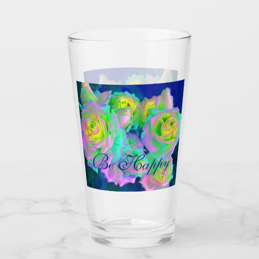 Ästhetische Iridescent Pearly Rose sind glücklich Glas (Rückseite)