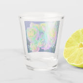 Ästhetische Iridescent Pearly Rose sind glücklich Schnapsglas (Rückseite)