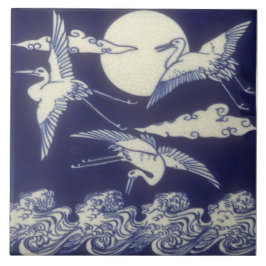 Ästhetische japanische Antique Repro Tile 3 Krane Fliese