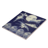 Ästhetische japanische Antique Repro Tile 3 Krane Fliese (Seite)