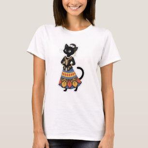 Ästhetische javanesisch schwarze Katze in traditio T-Shirt