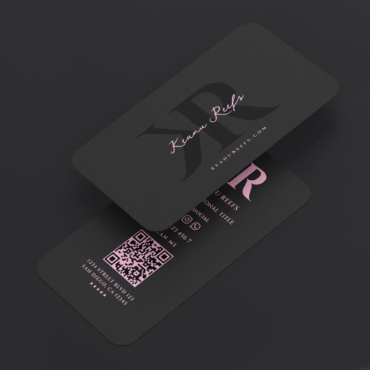 Ästhetische K R Initialen Monogramm Schwarz Rosa Visitenkarte