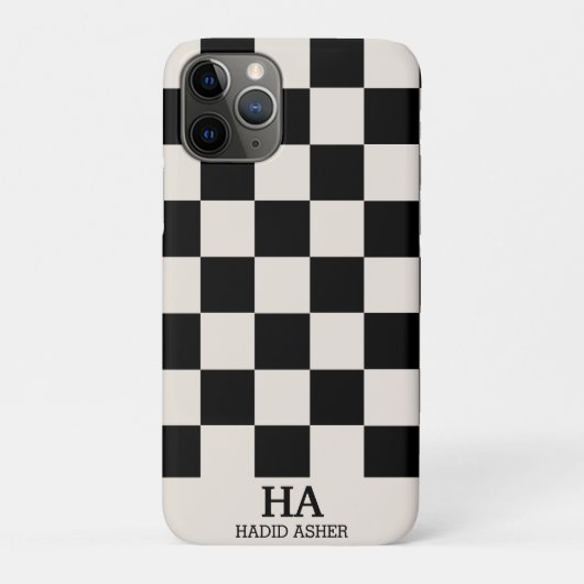 Ästhetische karierte Retro-Monogramm-Initialen  Case-Mate iPhone Hülle (Rückseite)