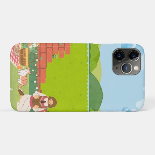 Ästhetische Katze Picnic Niedlich Modern Case-Mate iPhone Hülle (Rückseite (Horizontal))