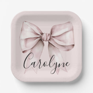 Ästhetische Kokette Rosa Bogen Personalisiertes Qu Pappteller